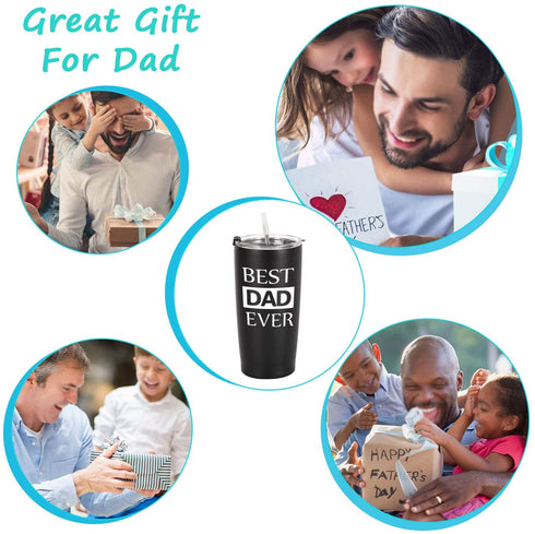 Dad Travel Tumbler Dad Gift from Daughters Sons, 20 Oz Stainless Steel Insulated Travel Tumbler with Lid for Father's Day Dad Birthday Christmas Day, Black