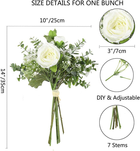2 Pack Fake Plants Eucalyptus Leaves Pink Babys Breath/Gypsophila Artificial Flower Arrangements Ins Style Bouquet Wedding Home Decoration