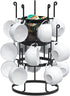 Bextcok Coffee Mug Holder, Metal Cup Rack Tree 15 Hooks Kitchen Counter Storage Mugs Stand with 3-Tier Display Organizer and Removable Basket for Coffee Mugs, Tea Cups, Mason Jars, Glasses Black