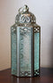 Vela Lanterns White Gold Moroccan Decorative Candle Lantern Holder, Clear Glass, Medium