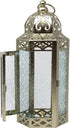 Vela Lanterns White Gold Moroccan Decorative Candle Lantern Holder, Clear Glass, Medium