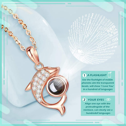 Becoyou Birthday Gifts for Mom, Forever Rose with I Love You Necklace in 100 Languages, Jewelry Gift Boxes with Gift Card
