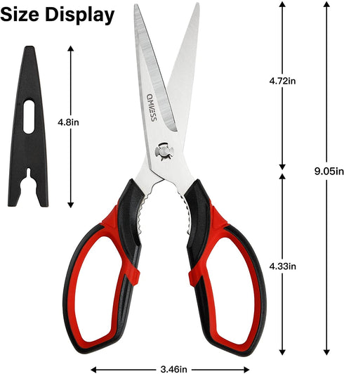 QMVESS Kitchen Scissors 2-Pack Kitchen Shears Heavy Duty, Ultra Sharp Stainless Steel Food Scissors Multipurpose Meat Scissors Dishwasher Safe for Chicken, Fish, Meat, Vegetables, Herbs, BBQ