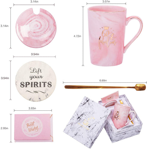 ShinnyWis 60 and Fabulous Mug - 60th Birthday Gifts for Women - 60th Gift Idea for Women Her Wife Mom Grandma Sister BFF Friend 14oz birthday Mug