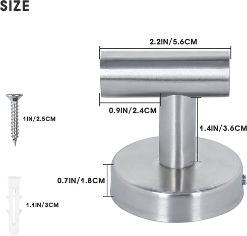 Towel Hooks Bath Towel Hook 6 Pack Wall Hooks SUS 304 Stainless Steel Coat Hooks, Heavy Duty Robe Hook Holder for Bathroom Kitchen Garage Home Hotel Cabinet Office(Silver)