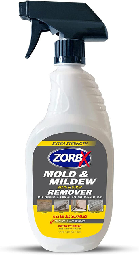 ZORBX Extra Strength M&M Remover and Cleaner - Bleach Free Cleaner Spray | Scrub Free Formula | All-Purpose Odor Remover for Carpet, Bathroom, Walls, Wood, Shower and Car - 24 FL Oz