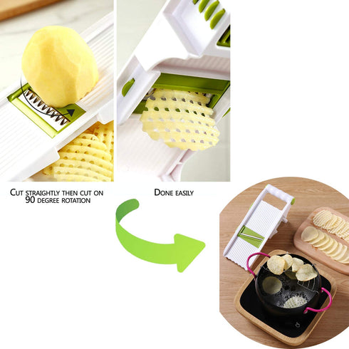 GProMe Mandoline Slicer Vegetable Mandolin, Fruit zucchini Slicer, French Fry Cutter, Food Waffle,Julienne Grater Sharp Stainless Steel Blades