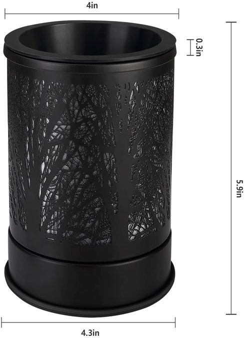 Enaroma Fragrance Wax Melts Warmer with 7 Colors LED Changing Light Classic Black Forest Design Scent Oil Candle Warmer