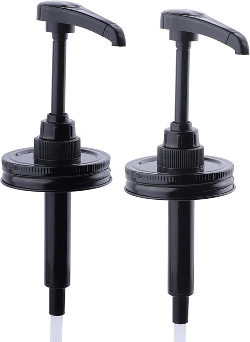 Mason Jar Syrup & Sauce Honey Dispenser Pump Lids for Regular Mouth (2 Pack ), Airtight & Leak-Proof Kitchen Food Grade Coffee Syrup Dispenser Pump (Jar Not Included)