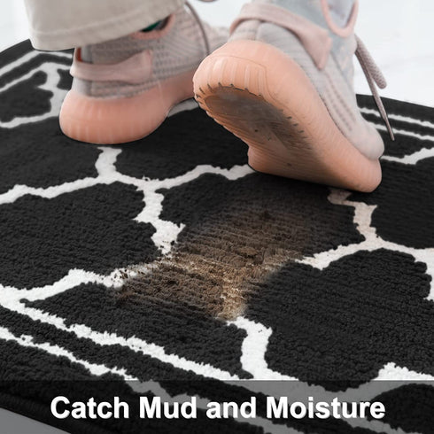 Buganda Indoor Door Mat (20x32,Black) Resist Dirt and Absorbent Entryway Rug, Anti-Slip, Low Profile Inside Floor Mat Door Rugs for Entrance