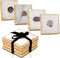 Bezrat Marble Coasters for Drinks - Set of 4 - Square - Modern Gold Edge Agate Stone Coaster - Tabletop Protection - Mothers Day Housewarming Gift