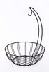 Basicwise Wire Metal Fruit Basket Holder with Banana Hanger, Black, (QI003494)