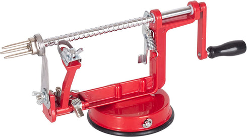Apple Peeler Slicer Corer Apple Corer and Slicer Stainless Steel Apple Corer Slicer Peeler Fruit Peeler Apple Peelers for Kitchen Durable Alloy Apple Peeler with Powerful Suction Base Red