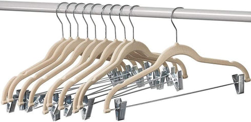 Home-it 10 Pack Clothes Hangers with clips - IVORY Velvet Hangers for skirt hangers - Clothes Hanger - pants hangers - Ultra Thin No Slip