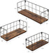 HORLIMER Floating Wall Shelves Set of 3, Rustic Wood Wire Frame Hanging Shelf for Bathroom Bedroom Living Room Kitchen