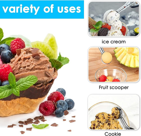 Cookie Scoop Set of 3, Stainless Steel Ice Cream Scoop Include Large-Medium-Small Size Three Color