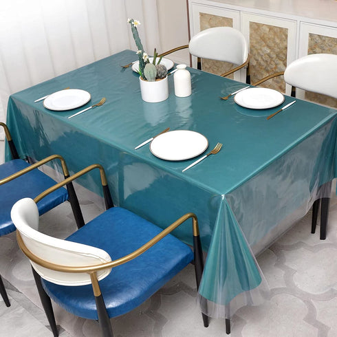 Romanstile Clear Plastic Tablecloth Protector - 100% Waterproof Rectangle Vinyl PVC Table Cloths Oil Proof Wipeable Transparent Table Cover Sheet for Dining, Camping & Parties (60x120,Crystal Clear)