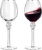 2 Pieces Rhinestone Red Wine Glass with Rim Tulip Shaped Diamond Wine Glasses Long Stem Glassware for Wedding, Parties, Anniversary (Silver)