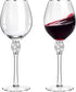 2 Pieces Rhinestone Red Wine Glass with Rim Tulip Shaped Diamond Wine Glasses Long Stem Glassware for Wedding, Parties, Anniversary (Silver)