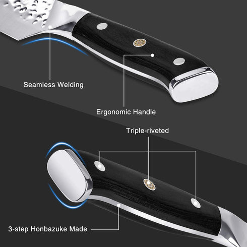 Chef Knife, 8 inch Kitchen Knife Sharp Knifes High Carbon Steel Chopping Knife with Sheath, Pro Chef's Knifes for Meat Cutting with G10 Full Tang Handle and Gift Box