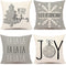 4TH Emotion Gray Christmas Pillow Covers 18x18 Set of 4 Farmhouse Christmas Decorations Merry Tree Joy Let It Snow FA La La Winter Holiday Decor Throw Cushion Case for Home Couch TH055-18
