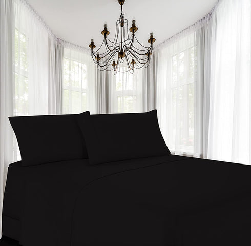 Luxury queen flat sheet brushed microfiber, Black