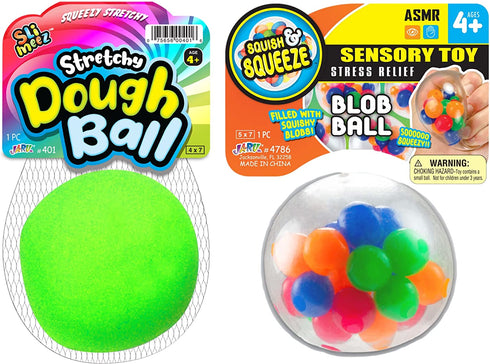 JA-RU Bop Ball & Soft Dough Stretchy Balls Stress Relief Toy (2 Packs) Soft Dough Stress Ball Pull and Stretch & Hand Ball Filled with Squishy Balls Anxiety Therapy Sensory Fidget Toy 401(1)-4786-(1)s