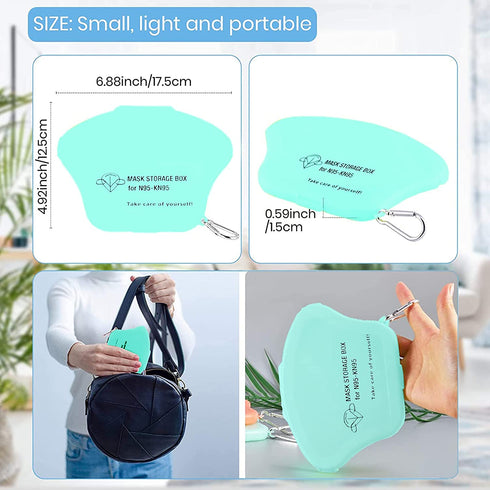 1 Pcs Plastic Masks Case Portable Storage Boxes with Keychain Reusable Case Holder Organizer Face Cover Box with school/Office Blue
