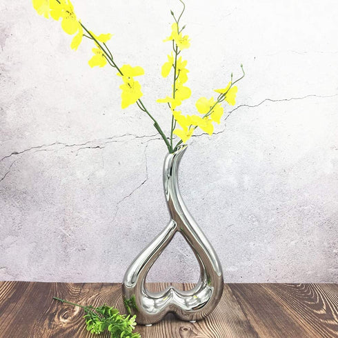 Anding Love Ceramic Art Vase 10 inch High Gold, Silver, Red, Black, White, Home Office, Decoration Choose The Ideal Wedding Special Occasion (LYY02 Silver)