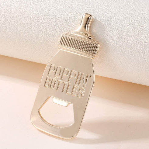 12PCS Gold Baby Bottle Opener Wedding Favors for Guests Bottle Opener Baby Shower Return Gifts for Guest Supplies (Pink, 12)
