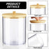 6 Pack Acrylic Qtip Holder Dispenser Bathroom Jars Set Round Pad Holder with Bamboo Lid Clear Plastic Stackable Ball Storage Container with 2 Pieces Removable Sticker Label for Bathroom Accessories