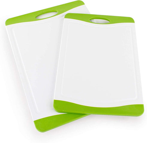 Neoflam 53104 2 Piece Poly Cutting Board Set with Microban Antimicrobial Protection, White/Green, 17 x 12/14.5 x 10 by Neoflam