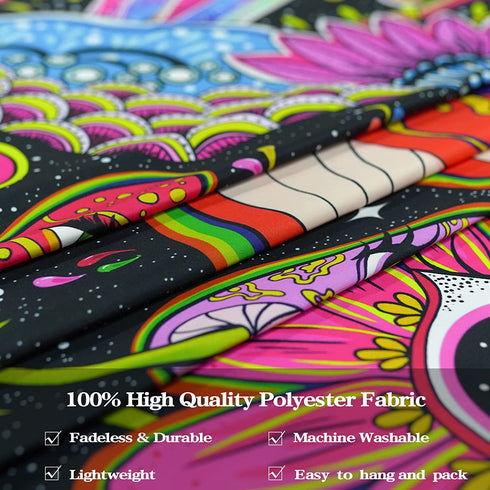 Lunerfex Mushroom Tapestry Trippy Tapestry Cute Flower Tapestry Colorful Hippie tapestries Wall Hanging for Bedroom (50 x 60 inches)