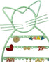 ERYTLLY Earring Holder, Cat Shaped Earring Stand with Wood Base for Girls/ Kids-47 Stud Earrings Holes (Mint Green)