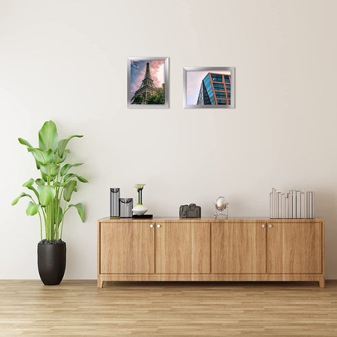 Golden State Art, 11x14 Brushed Aluminum Frame with Ivory Mat for 8x10 Picture - Wide Molding- Swivel Tabs, Sawtooth Hangers - Wall Display (Satin Silver, 1 Pack)