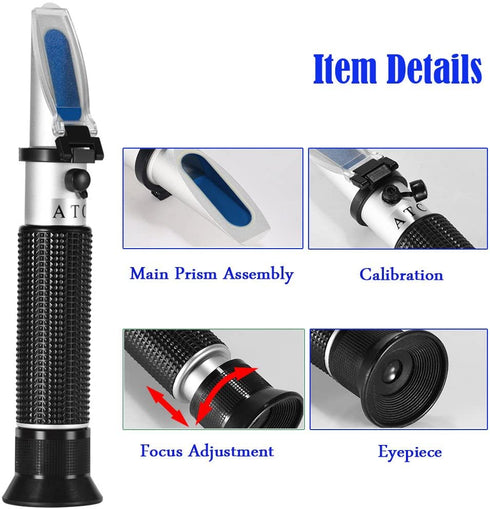 Handheld Alcohol Refractometer,V·RESOURCING 0~80% Alcohol Content Measurement Tool Tester for Spirits Distilled Ethanol with Water like Whiskey, Brandy;Used in Scientific Research, Alcohol Purchase