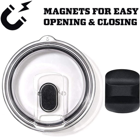 2pcs 20/30 ‹oz Magnetic Tumbler Lid - Compatible with YETI Rambler, Ozark Trail, Old Style Rtic and More - Magnetic Slider Switch Spill Proof Tumbler Cover ( 2pcs black , 20/30 oz )