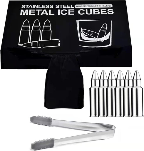Whiskey Stones Set Gifts for Men-6 Pcs Stainless Steel Whiskey Ice Cubes with Luxury Gift Box,Valentines Day Gifts for Him,Unique Gifts for Boyfriend Dad Husband on Christmas & Fathers Day & Birthday