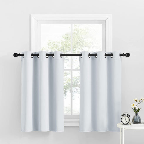 NICETOWN Room Darkening Window Valance, Kitchen/Bathroom/Kids Bedroom Decor Blackout Thermal Insulated Window Treatment Short Curtain, White, 2 Panels, 34W by 36L + 1.2 inches Header