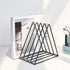Triangle File Holder,5 Slot Metal Vinyl Record Stand Holder Magazine Newspaper Holder Photography Props for Office Home 1 Pc (Black)