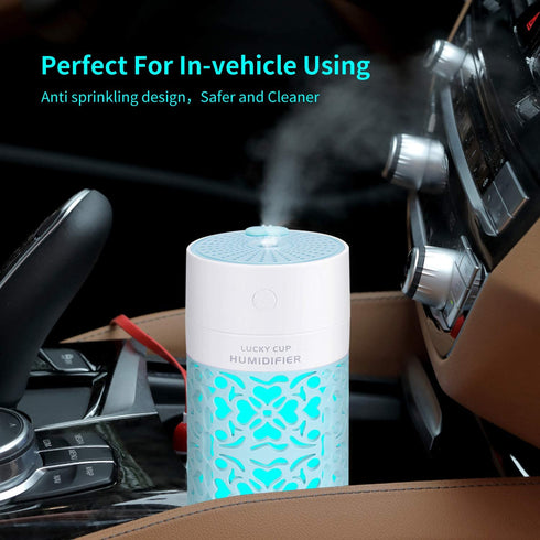Portable Humidifiers Car Humidifier Cool Mist Humidifying for Kids Rooms Travel Office Bedroom with High and Low Mist Settings 7 Colors Night Light Auto Shut-Off 250ml