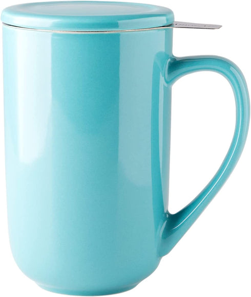 AmorArc Ceramic Tea Mug,16Oz Tea Cup with Infuser and Lid, Tea Strainer Cups with Tea Bag Holder for Loose Leaf Tea, Tea Steeping Mug for Tea/Coffee/Milk with well-wrapped Gift box -Turquoise
