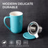 AmorArc Ceramic Tea Mug,16Oz Tea Cup with Infuser and Lid, Tea Strainer Cups with Tea Bag Holder for Loose Leaf Tea, Tea Steeping Mug for Tea/Coffee/Milk with well-wrapped Gift box -Turquoise
