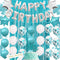 Teal Blue Birthday Decorations for Women Girl - Teal Blue and Silver Birthday Balloons Kit,Turquoise Birthday Party Decoration