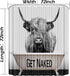 DOMOKU Highland Cow Shower Curtain Get Naked Cow Shower Curtain Polyester Waterproof Western Farmhouse Cow Print Funny Shower Curtain with Hooks,72 X 72 Inche