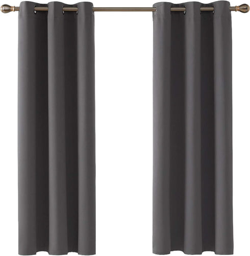 Deconovo Thermal Insulted Grey Blackout Curtains & Drapes, Noise Reduction Grommet Window Treatment Panels for Bedroom (42x63 in, 2 Panels)