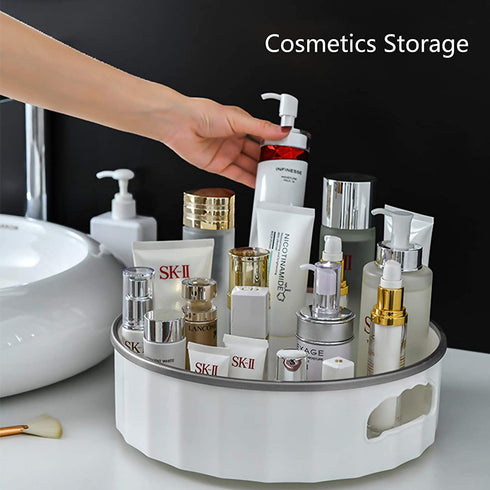 Lazy Susan Turntable - 360 Rotating Spice Rack - Non-Skid Turntable Organizer for Fridge, Cabinet & Bathroom - Lazy Susan Organizer for Bottles and Spices - 2 Pack Fridge Organizers with 2 Jars-Sliver