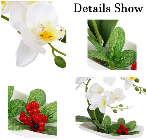 LIVILAN Artificial Orchid White Arrangements for Decoration Silk Fake Flowers for Table Centerpiece Home Bathroom Decor Office Wedding Vivid