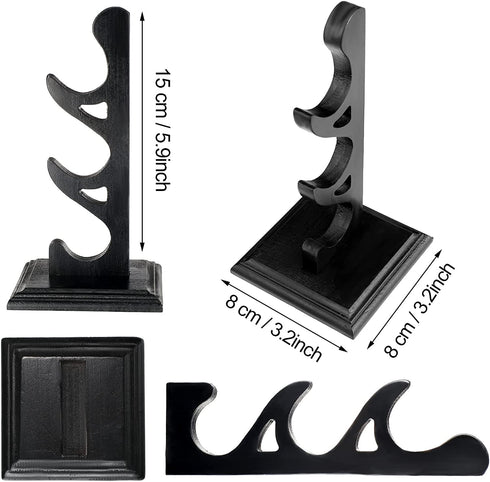 2 Set Wizard Wand Holder Wood Wand Display Stand Magic Wand Display Holder for Wand, Knife, Dagger, Table Counter Shelf Home or Office Display, Halloween Decor, Black (3 Tiers)