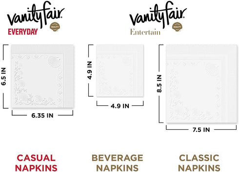 Vanity Fair Entertain Paper Napkins, 320 3-Ply Disposable Napkins, Dinner Size (8 packs of 40 Napkins)